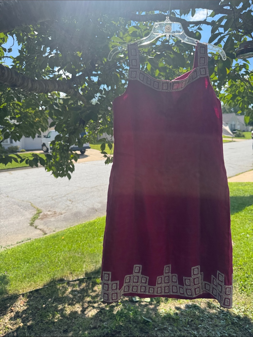 Jones New York Burgundy Embroidered Mini Dress